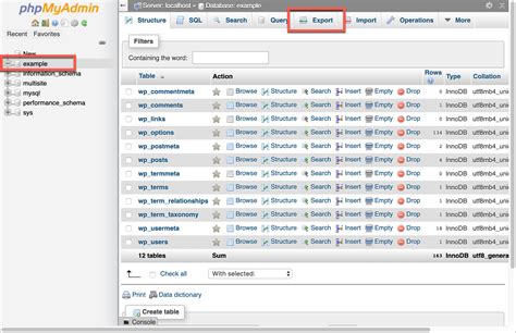 Import and export — phpMyAdmin 5.1.4 documentation.
